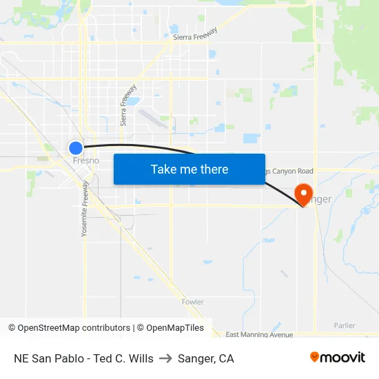 NE San Pablo - Ted C. Wills to Sanger, CA map