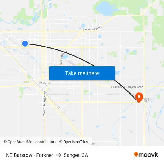 NE Barstow - Forkner to Sanger, CA map
