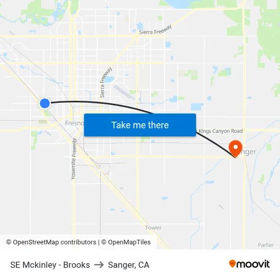 SE Mckinley - Brooks to Sanger, CA map