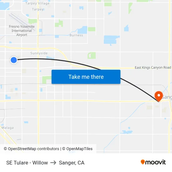 SE Tulare - Willow to Sanger, CA map