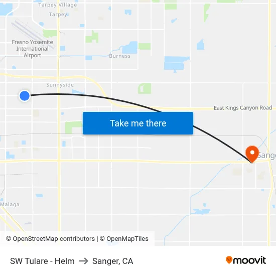 SW Tulare - Helm to Sanger, CA map