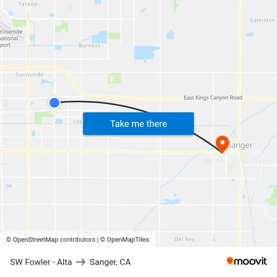 SW Fowler - Alta to Sanger, CA map