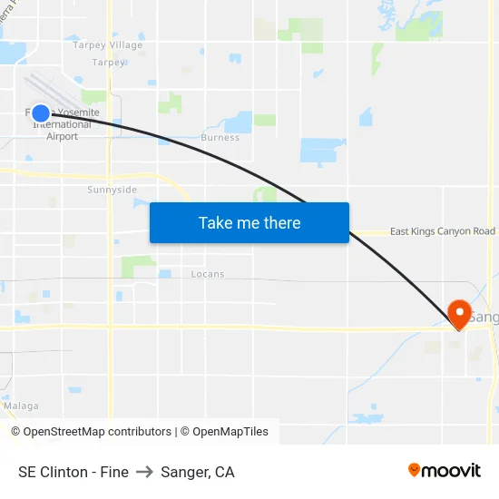 SE Clinton - Fine to Sanger, CA map