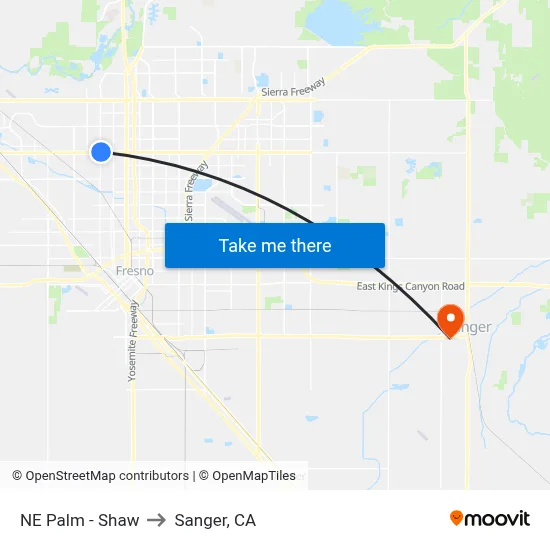 NE Palm - Shaw to Sanger, CA map