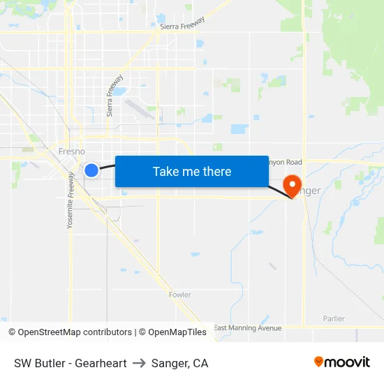SW Butler - Gearheart to Sanger, CA map