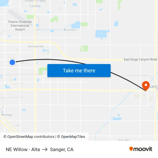 NE Willow - Alta to Sanger, CA map