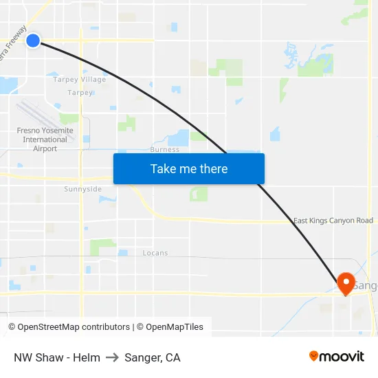 NW Shaw - Helm to Sanger, CA map