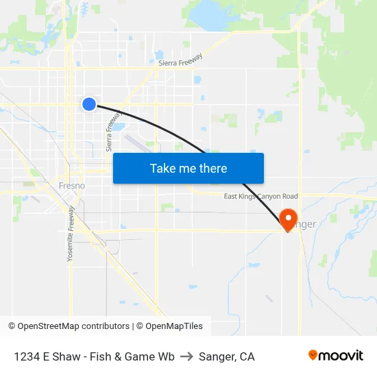 1234 E Shaw - Fish & Game Wb to Sanger, CA map