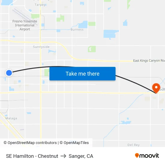 SE Hamilton - Chestnut to Sanger, CA map