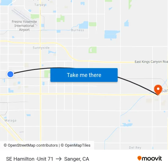 SE Hamilton -Unit 71 to Sanger, CA map