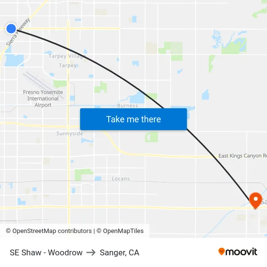 SE Shaw - Woodrow to Sanger, CA map