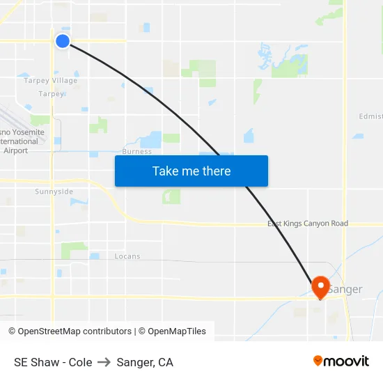 SE Shaw - Cole to Sanger, CA map