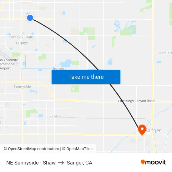 NE Sunnyside - Shaw to Sanger, CA map