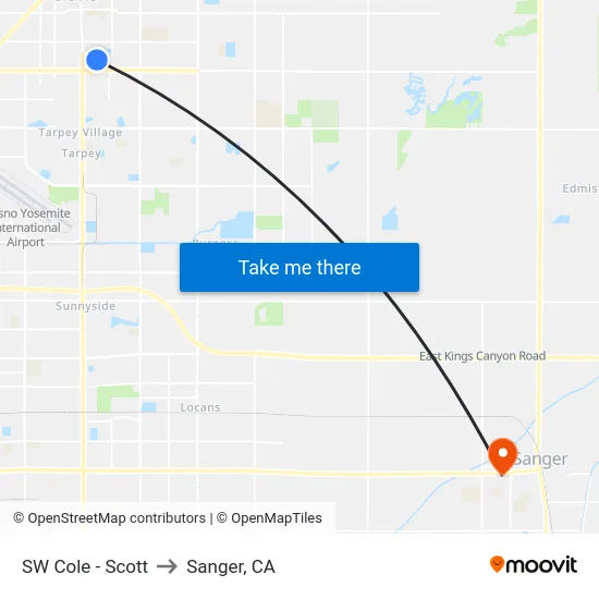 SW Cole - Scott to Sanger, CA map