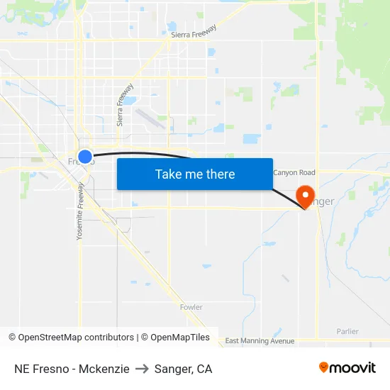 NE Fresno - Mckenzie to Sanger, CA map
