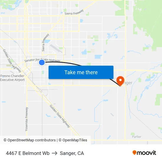 4467 E Belmont Wb to Sanger, CA map