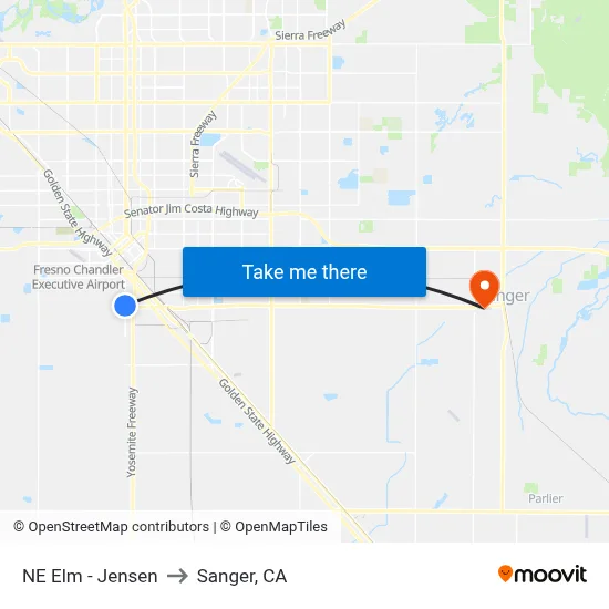 NE Elm - Jensen to Sanger, CA map