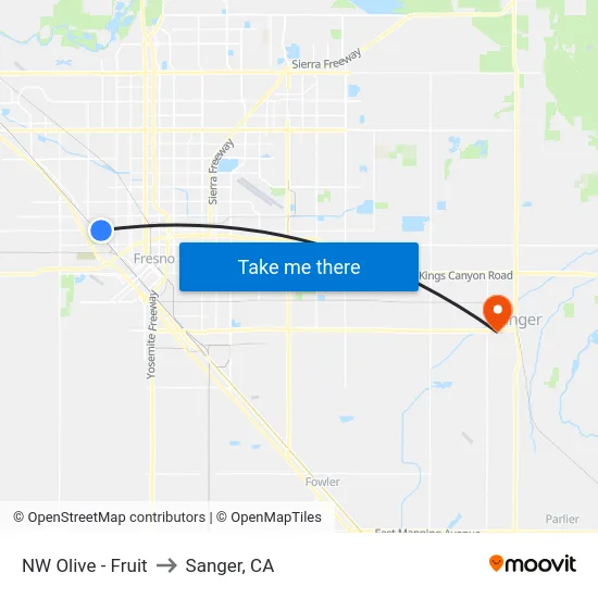NW Olive - Fruit to Sanger, CA map