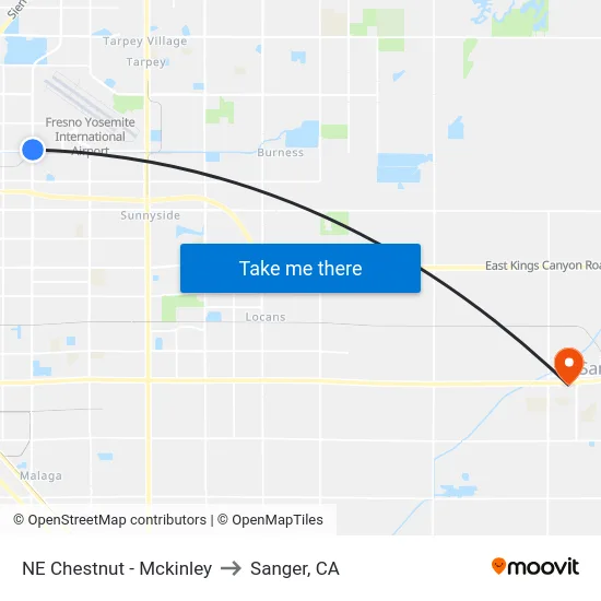 NE Chestnut - Mckinley to Sanger, CA map