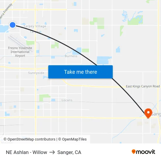 NE Ashlan - Willow to Sanger, CA map