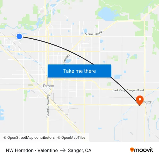 NW Herndon - Valentine to Sanger, CA map