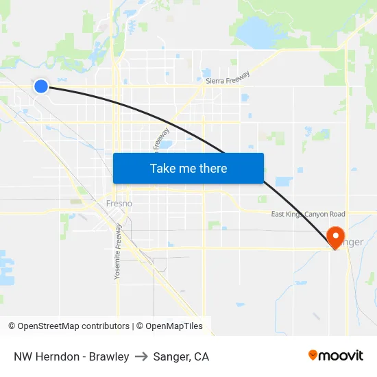 NW Herndon - Brawley to Sanger, CA map