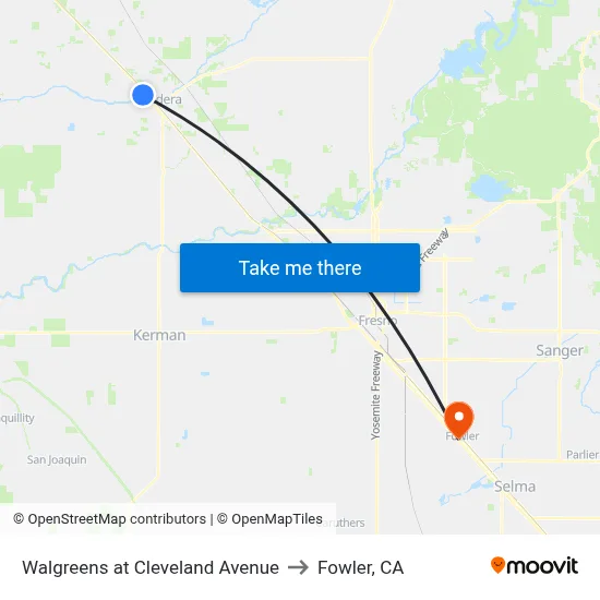 Walgreens at Cleveland Avenue to Fowler, CA map
