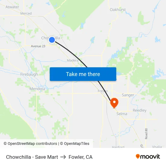 Chowchilla - Save Mart to Fowler, CA map