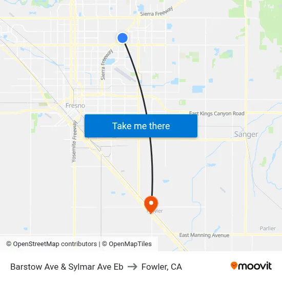 Barstow Ave & Sylmar Ave Eb to Fowler, CA map