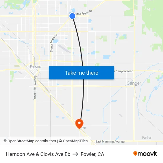 Herndon Ave & Clovis Ave Eb to Fowler, CA map