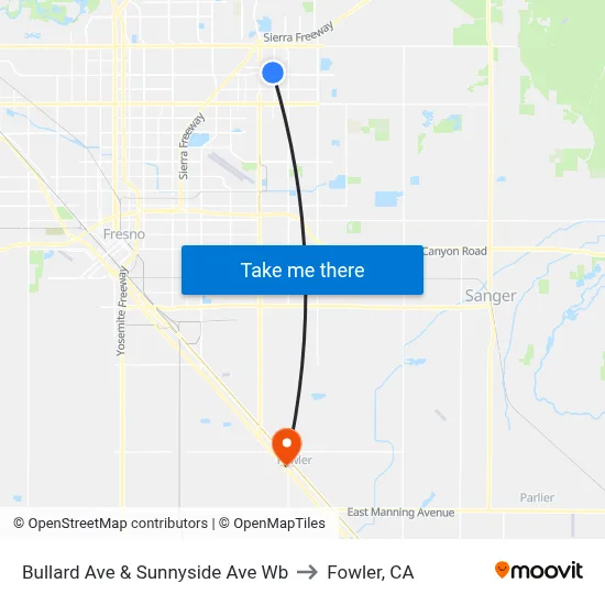 Bullard Ave & Sunnyside Ave Wb to Fowler, CA map