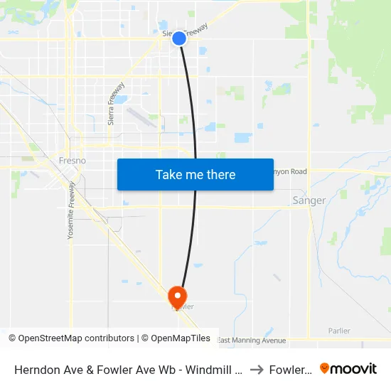 Herndon Ave & Fowler Ave Wb - Windmill Marketplace to Fowler, CA map