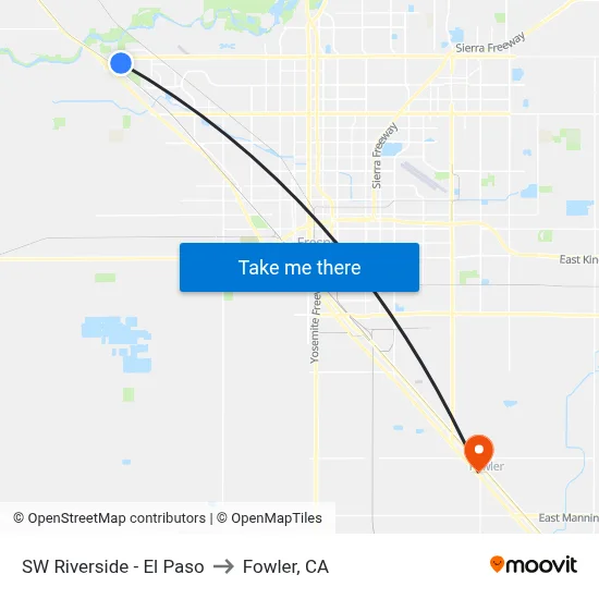 SW Riverside - El Paso to Fowler, CA map