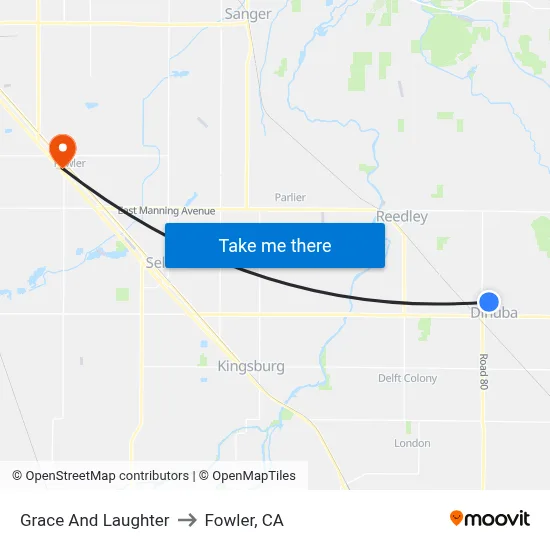Grace And Laughter to Fowler, CA map