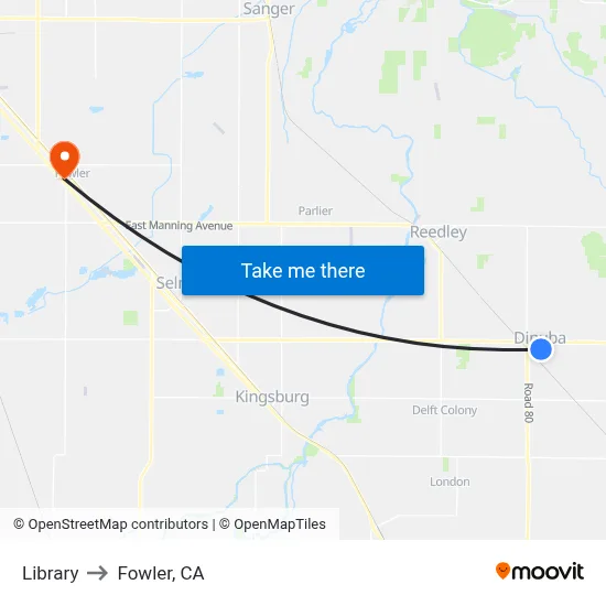 Library to Fowler, CA map
