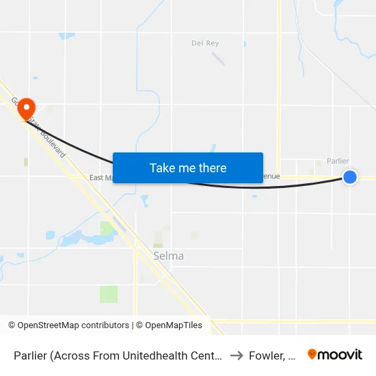 Parlier (Across From Unitedhealth Center) to Fowler, CA map