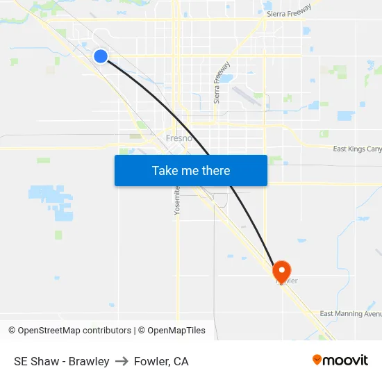 SE Shaw - Brawley to Fowler, CA map