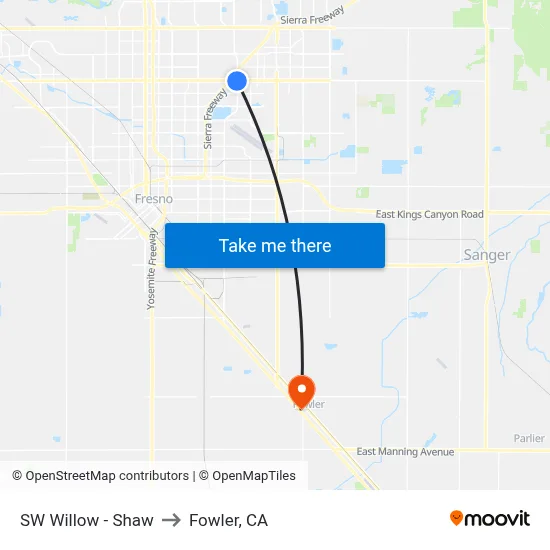 SW Willow - Shaw to Fowler, CA map