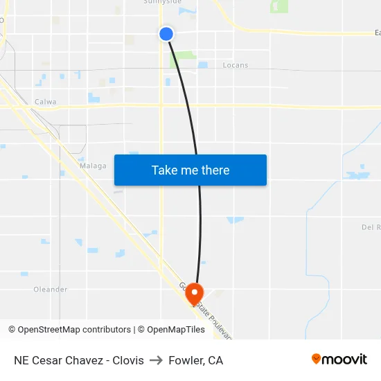 NE Cesar Chavez - Clovis to Fowler, CA map