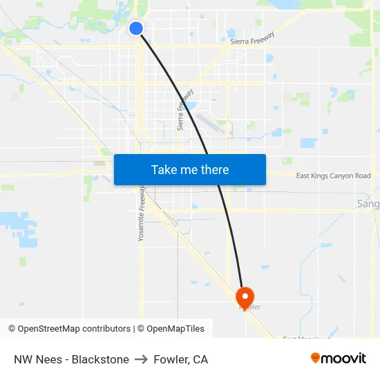 NW Nees - Blackstone to Fowler, CA map