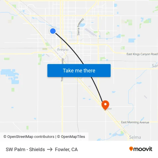 SW Palm - Shields to Fowler, CA map