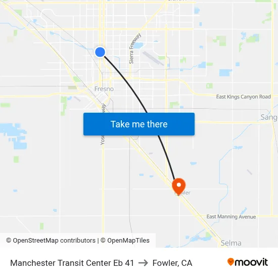 Manchester Transit Center Eb 41 to Fowler, CA map