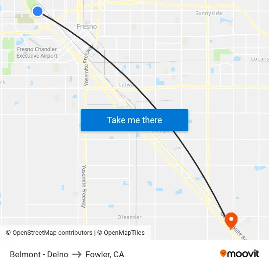 Belmont - Delno to Fowler, CA map