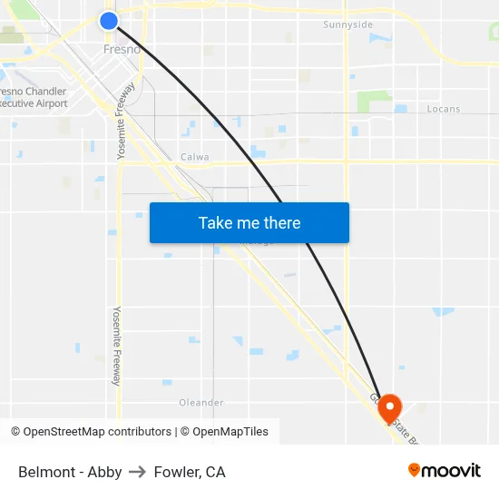 Belmont - Abby to Fowler, CA map
