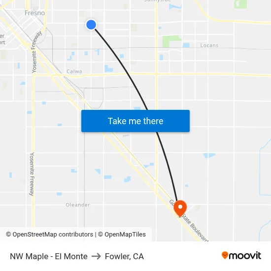 NW Maple - El Monte to Fowler, CA map