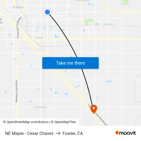 NE Maple - Cesar Chavez to Fowler, CA map