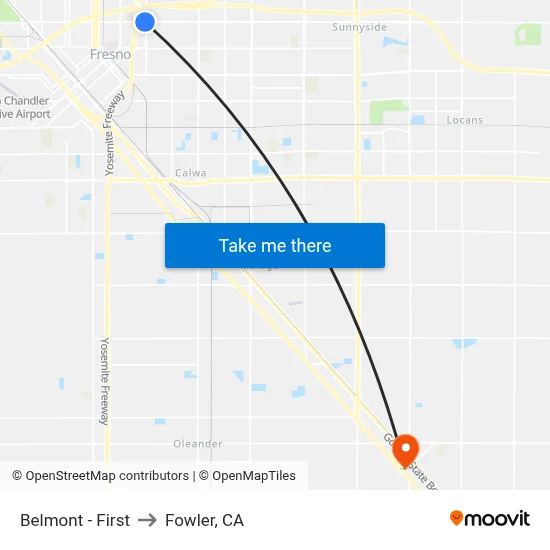 Belmont - First to Fowler, CA map