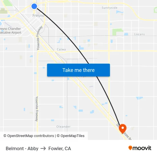 Belmont - Abby to Fowler, CA map