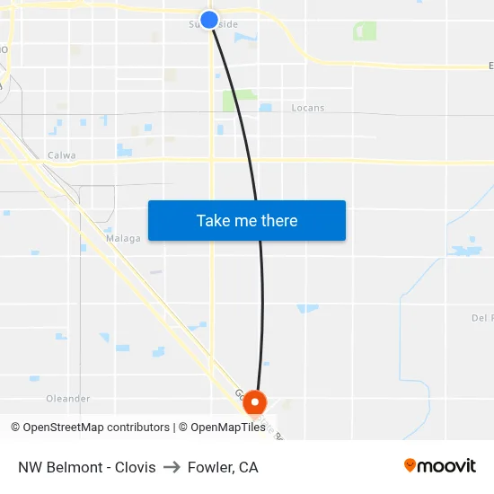 NW Belmont - Clovis to Fowler, CA map