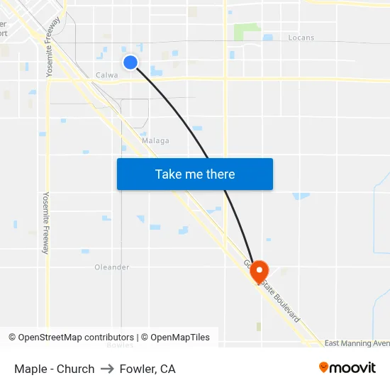 Maple - Church to Fowler, CA map